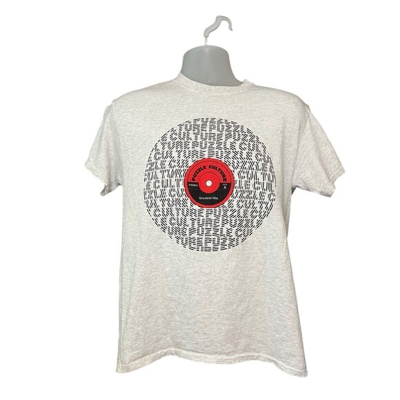 Puzzle Culture Men's Size Medium Vinyl Record LP Graphic Short Sleeve Tee Shirt - Picture 1 of 4